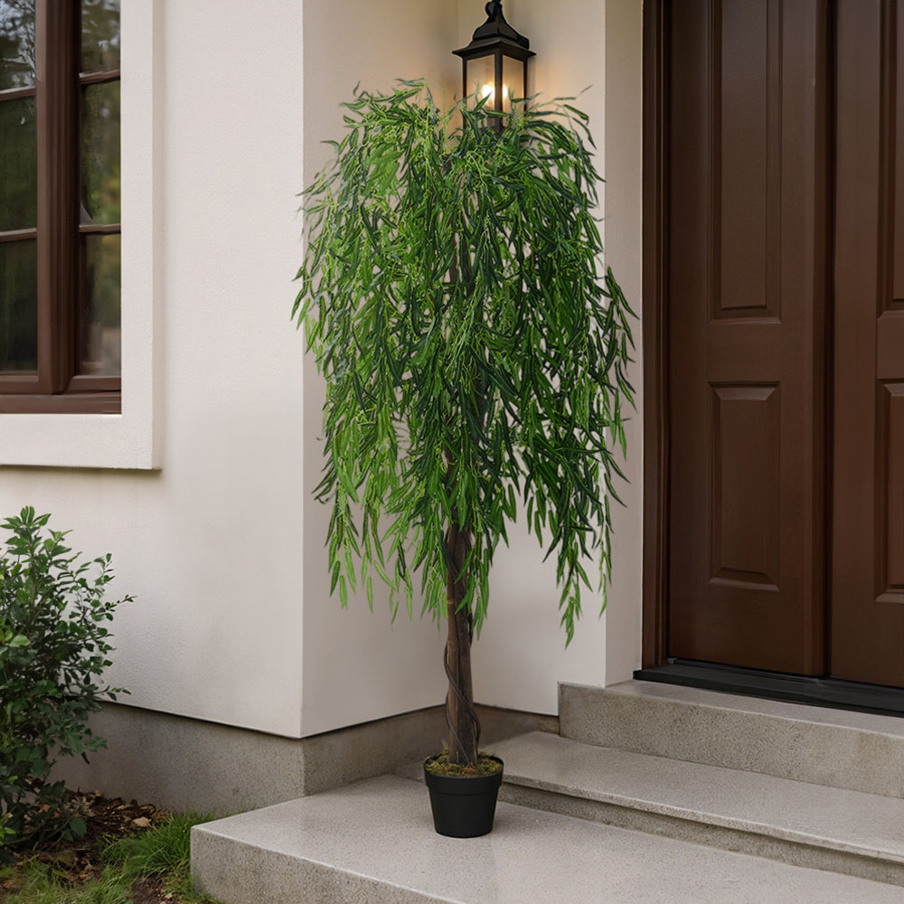 180cm Height Green Artificial Willow Tree Indoor Tall Potted Faux Realistic Plant